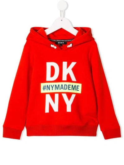 Dkny Kids' Logo Print Hoodie In Red