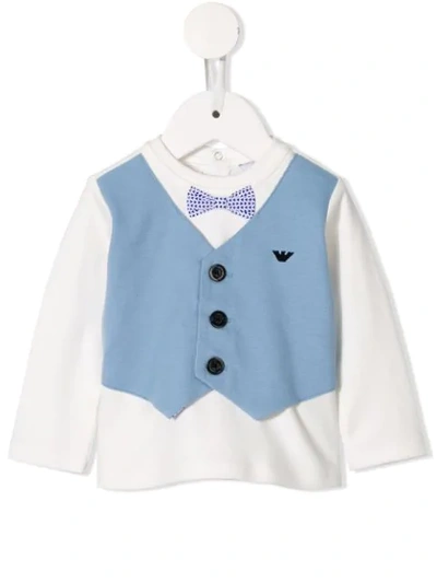 Emporio Armani Babies' Waistcoat Detail Top In White