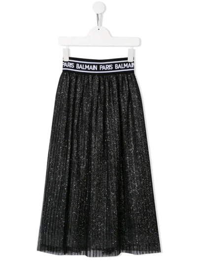 Balmain Teen Sequin-embellished Midi Skirt In Black