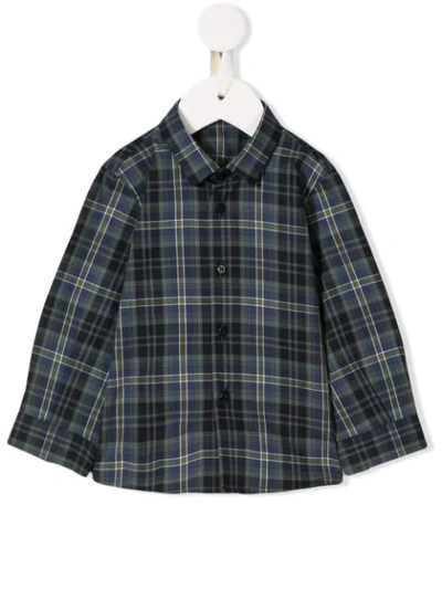 Il Gufo Babies' Long-sleeved Plaid Shirt In Blue