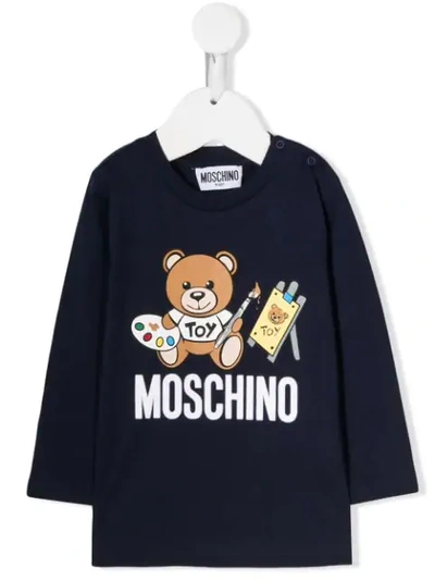Moschino Babies' Artist Teddy Bear Sweatshirt In Blue