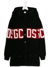 Gcds Teen Hooded Coat In Black