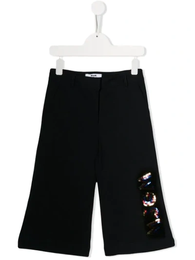 Msgm Kids' Sequin-embellished Trousers In Blue