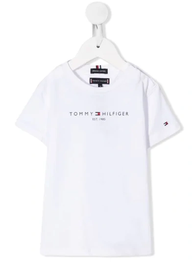 Tommy Hilfiger Junior Kids' Logo Print Short-sleeve T-shirt In White