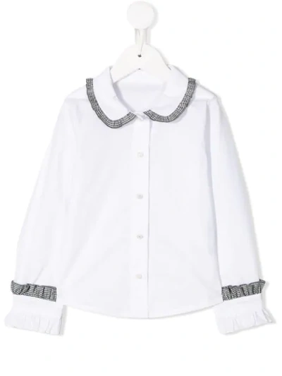 Lapin House Kids' Ruffle Trim Peter Pan Collar Shirt In White