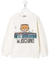 Moschino Kids' Teddy Bear Graphic Sweatshirt In White