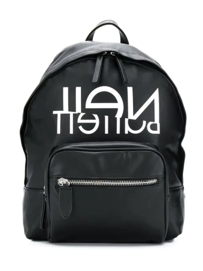 Neil Barrett Kids' Printed Logo Backpack In Black