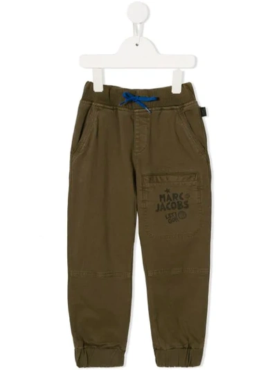 Marc Jacobs Kids' Logo Print Cargo Trousers In Green