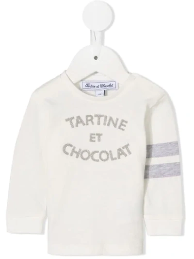 Tartine Et Chocolat Babies' Crew-neck Logo Jumper In White