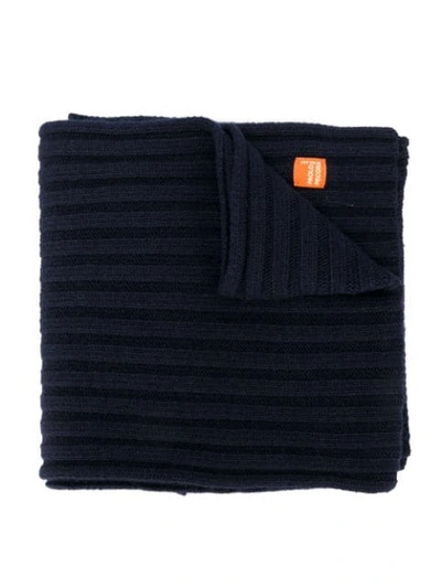 Paolo Pecora Kids' Ribbed Knit Scarf In Blue