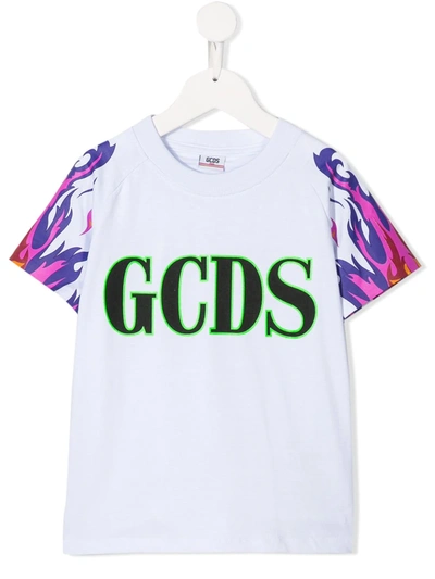 Gcds Kids' Branded T-shirt In White