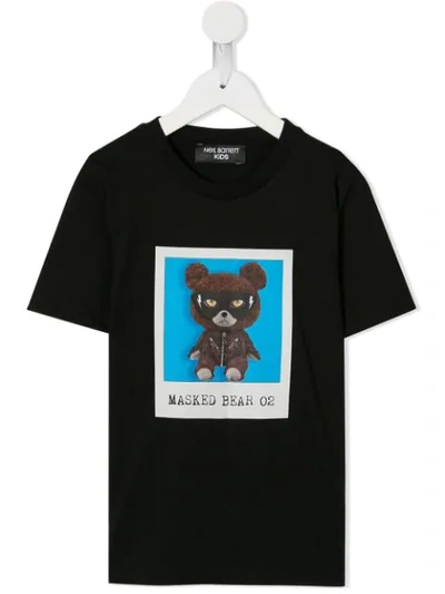 Neil Barrett Kids' Masked Bear T-shirt In Black