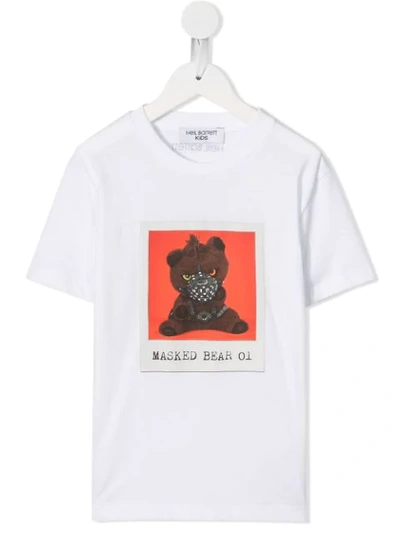 Neil Barrett Kids' Masked Bear 01 T-shirt In White