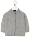 Il Gufo Babies' Zipped Fitted Cardigan In Grey