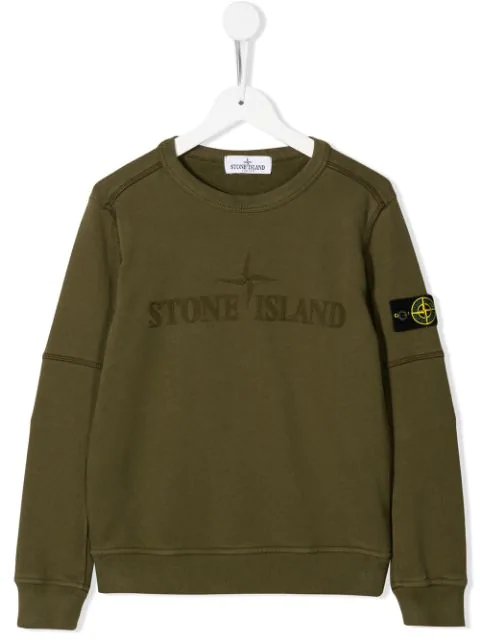 stone island logo embroidered sweatshirt