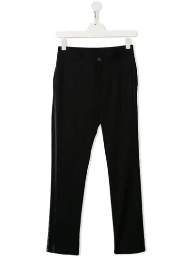 Givenchy Kids' Faux Leather Trim Trousers In Black