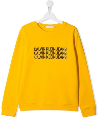 Calvin Klein Teen Printed Logo Sweatshirt In Yellow