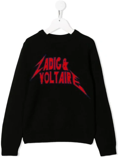 Zadig & Voltaire Kids' Branded Jumper In Black