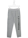 C.p. Company Kids' Logo Print Track Pants In Grey