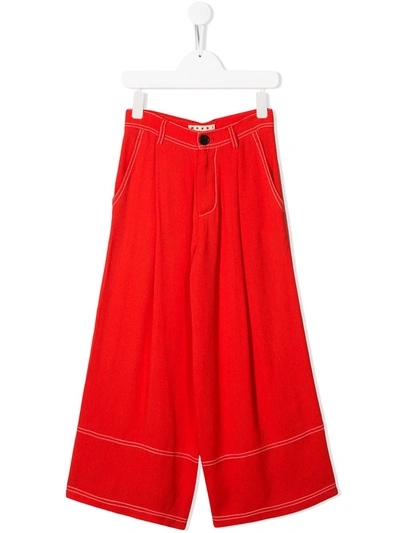 Marni Kids' Wide Leg Palazzo Trousers In Red