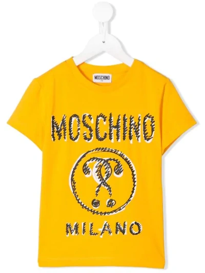 Moschino Kids' Logo Print T-shirt In Yellow