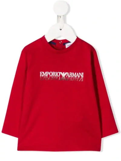 Emporio Armani Babies' Logo Print Long-sleeve T-shirt In Red