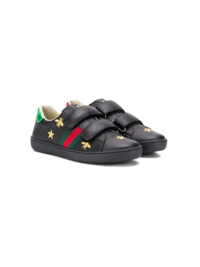 Gucci Kids' Bees Embroidery Sneakers In Black