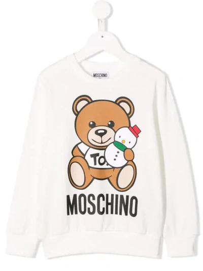 Moschino Kids' Logo Print Sweatshirt In White
