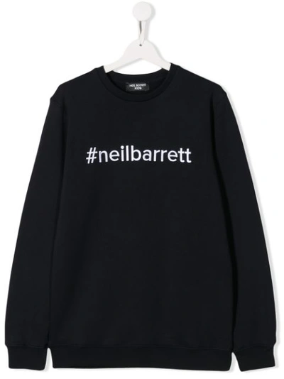Neil Barrett Teen Embroidered Logo Sweatshirt In Blue