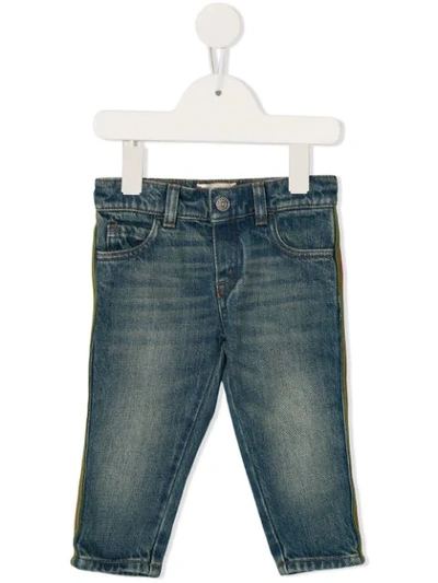 Gucci Babies' Side Stripe Jeans In Blue