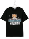 Moschino Teen Dj Teddy Bear T-shirt In Nero