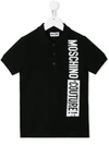 Moschino Kids' Logo Print Polo Shirt In Nero