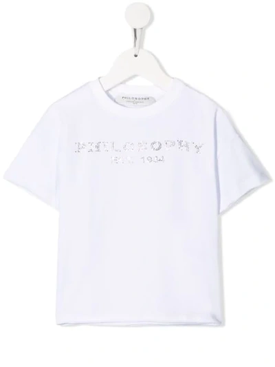 Philosophy Di Lorenzo Serafini Kids' Rhinestone Logo T-shirt In White