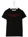 Philosophy Di Lorenzo Serafini Kids' Logo Print T-shirt In Black