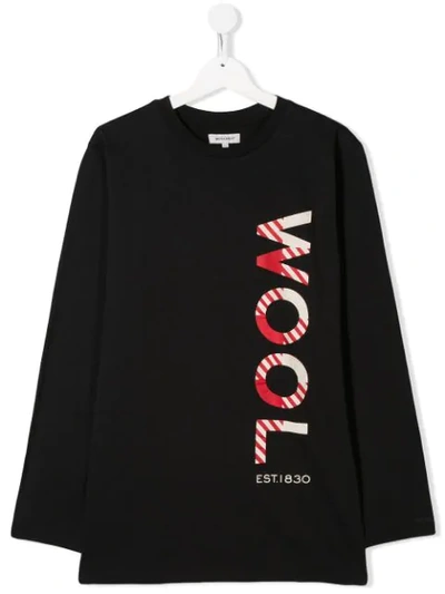 Woolrich Kids' Contrasting Logo Print T-shirt In Black