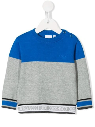 Hugo Boss Babies' Two Tone Sweatshirt In Blue