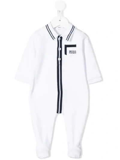 Hugo Boss Babies' Logo Embroidered Pyjamas In White