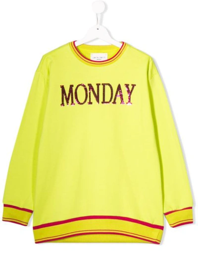 Alberta Ferretti Teen Sequinned Monday Sweatshirt In Yellow