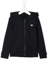 Emporio Armani Kids' Logo Hoody In Blue