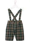 Siola Kids' Check Print Overall Shorts In Green