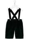 Siola Kids' Velvet Overall Shorts In Green