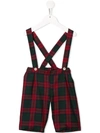 Siola Kids' Tartan Braced Shorts In Red
