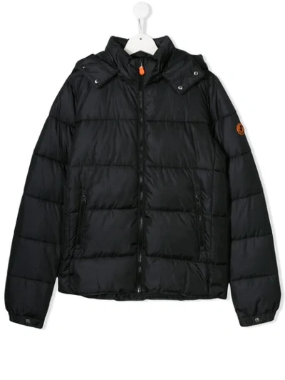 Save The Duck Teen Zip-up Padded Coat In Black