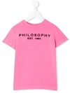 Philosophy Di Lorenzo Serafini Teen Logo Print T-shirt In Rosa