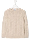 Siola Kids' Cable Knit Jumper In Neutrals