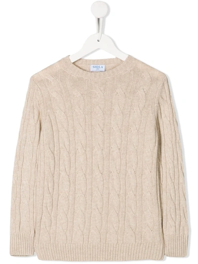 Siola Kids' Cable Knit Jumper In Neutrals