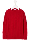 Siola Kids' Cable Knit Jumper In Red