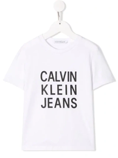 Calvin Klein Kids' Logo Printed T-shirt In White