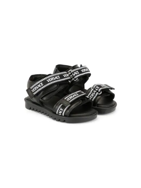 Versace Kids' Ribbon Sandals In Black | ModeSens