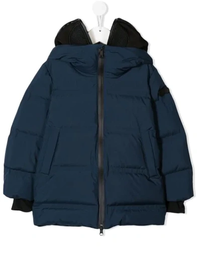 Ai Riders On The Storm Kids' Padded Hooded Coat In Blue